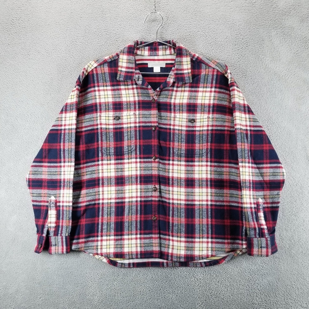Outerknown Shirt‎ Mens XS Flannel Blue Red Work Shirt Button Up Organic Cotton
